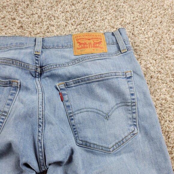 Levis 502 Jeans Mens 33x30 Tag 33x32 Blue Tapered Denim Flaw - Picture 5 of 8